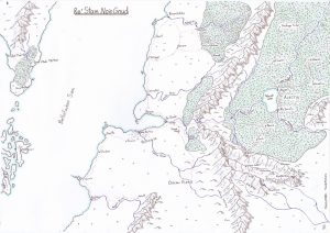 A region map of Re Stam Noe Gnud for the DnD 5e Campaign Slaves of Troustar